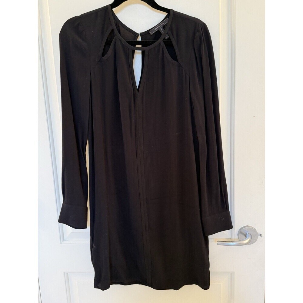 BCBG Black Long Sleeve Shift Dress with Cutouts Size XS